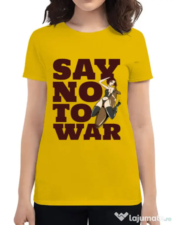 Tricou ADLER dama Say no to war Galben