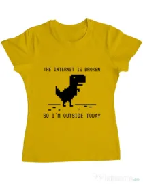 Tricou ADLER dama The internet is broken Galben