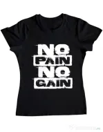 Tricou ADLER dama No pain, no gain Negru