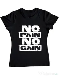 Tricou ADLER dama No pain, no gain Negru
