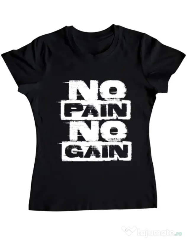 Tricou ADLER dama No pain, no gain Negru