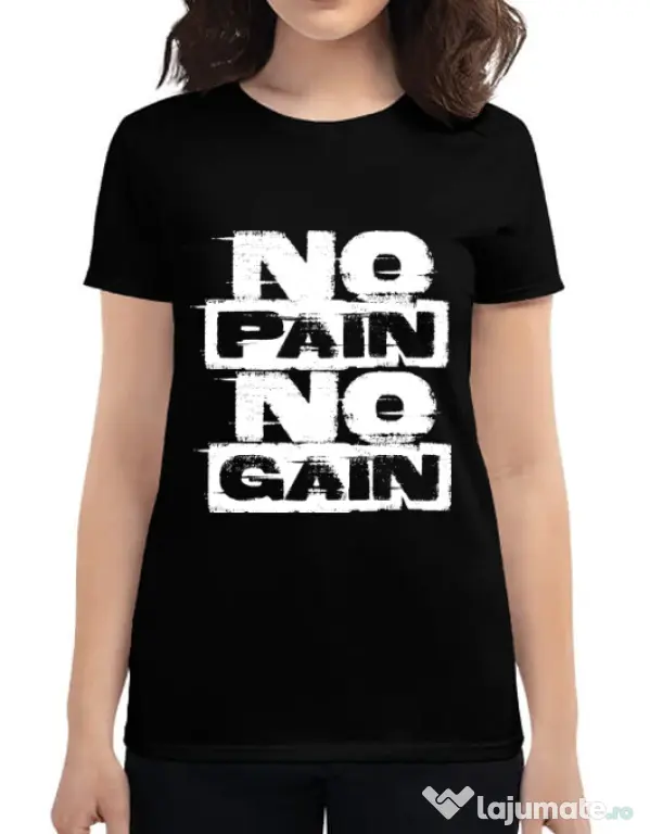 Tricou ADLER dama No pain, no gain Negru