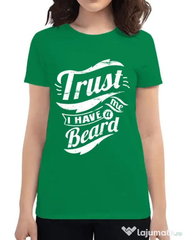 Tricou ADLER dama Trust me, I have a beard Verde mediu