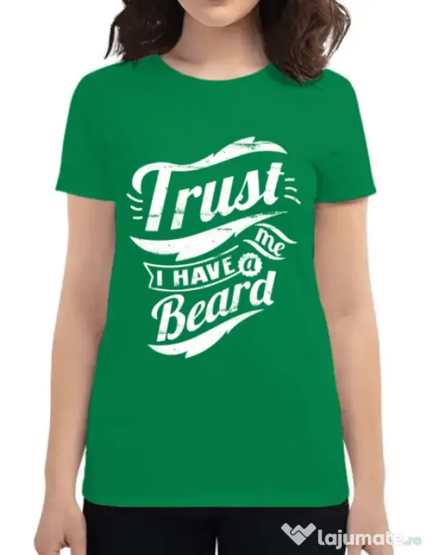Tricou ADLER dama Trust me, I have a beard Verde mediu