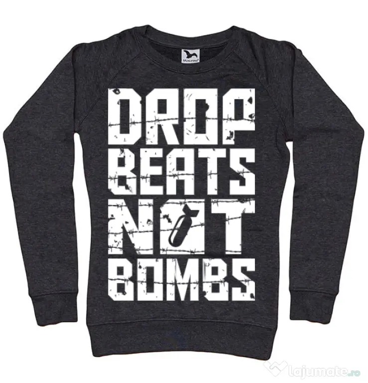 Bluza ADLER dama Drop beats, not bombs Negru melanj