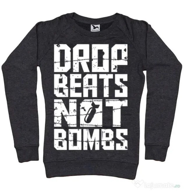 Bluza ADLER dama Drop beats, not bombs Negru melanj