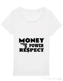 Tricou STANLEY STELLA dama Money, power,respect Alb