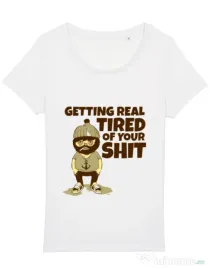 Tricou STANLEY STELLA dama Tired of your shit Alb