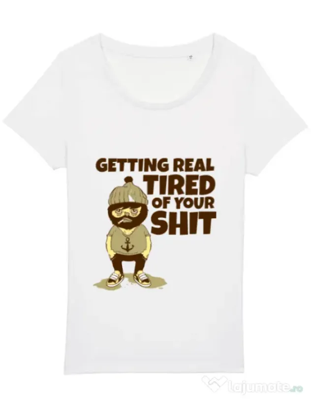 Tricou STANLEY STELLA dama Tired of your shit Alb