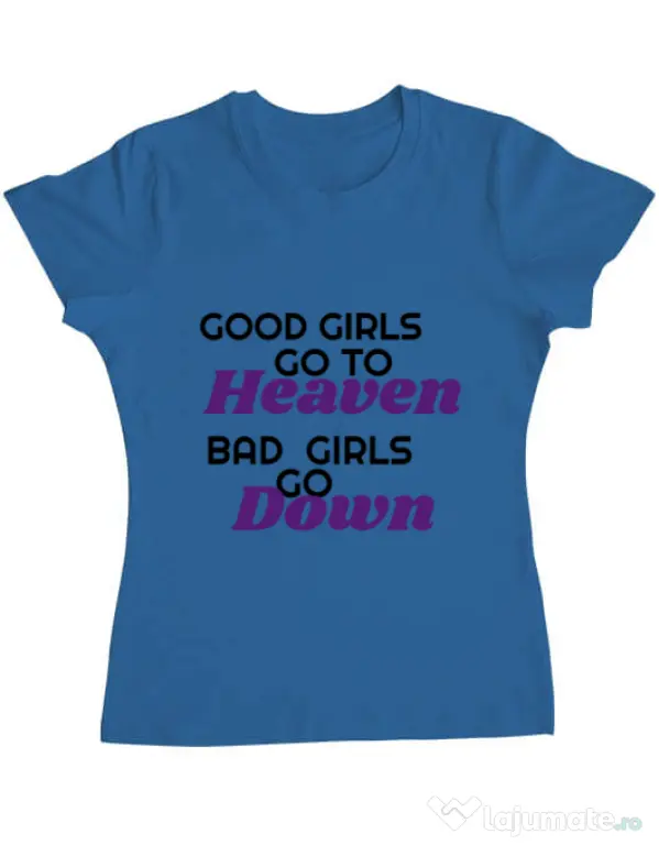 Tricou ADLER dama Bad girls go down Albastru azuriu