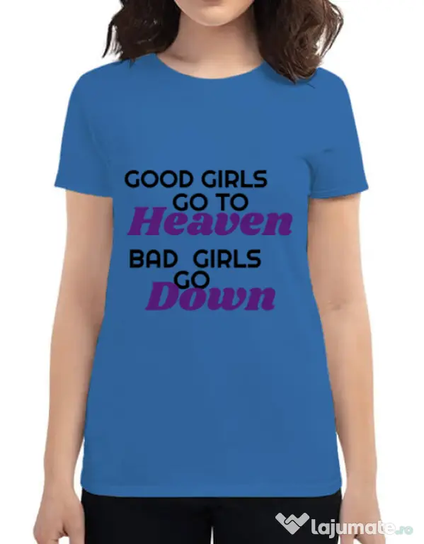 Tricou ADLER dama Bad girls go down Albastru azuriu