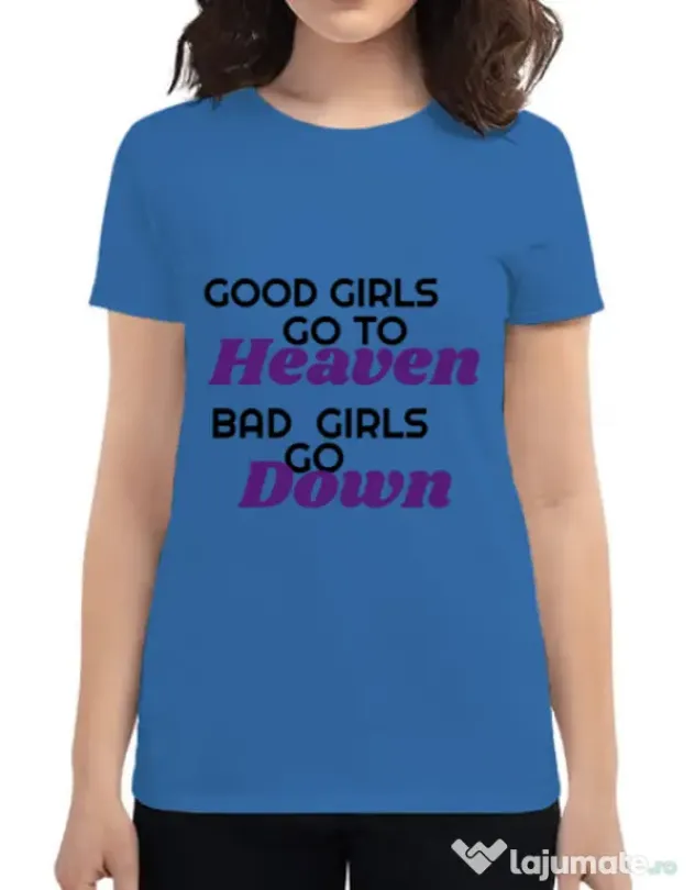 Tricou ADLER dama Bad girls go down Albastru azuriu
