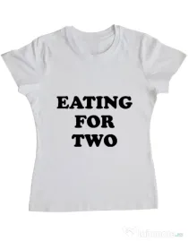Tricou ADLER dama Eating for two Alb