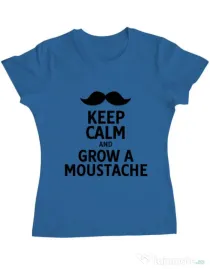 Tricou ADLER dama Grow a moustache Albastru azuriu