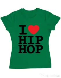 Tricou ADLER dama I love hip hop Verde mediu