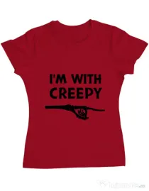 Tricou ADLER dama I'm with creepy Rosu