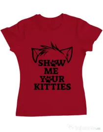 Tricou ADLER dama Show me your kitties Rosu