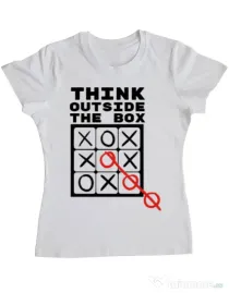 Tricou ADLER dama Think outside the box Alb