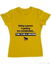 Tricou ADLER dama Time to be a unicorn Galben