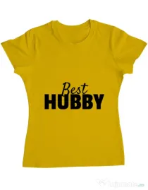 Tricou ADLER dama Best hubby Galben