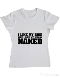 Tricou ADLER dama I like my bike Alb