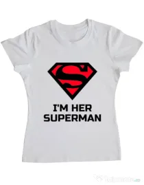 Tricou ADLER dama I'm her Superman Alb