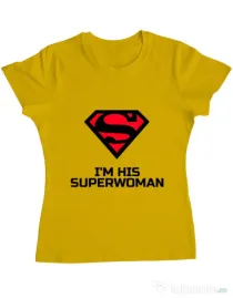 Tricou ADLER dama I'm his superwoman Galben