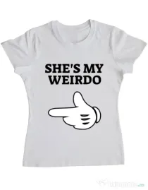 Tricou ADLER dama She's my weirdo Alb