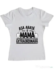 Tricou ADLER dama O mama extraordinara Alb