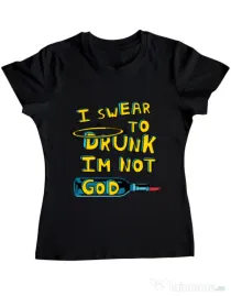 Tricou ADLER dama I swear to drunk Negru