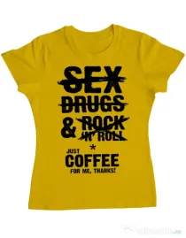 Tricou ADLER dama Just coffee for me Galben