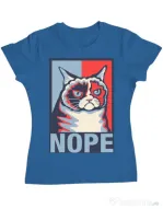 Tricou ADLER dama Grumpy cat Nope Albastru azuriu