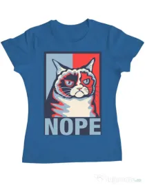 Tricou ADLER dama Grumpy cat Nope Albastru azuriu