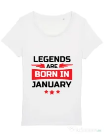 Tricou STANLEY STELLA dama Legends are born in January Alb