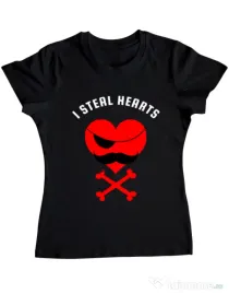Tricou ADLER dama I steal hearts Negru