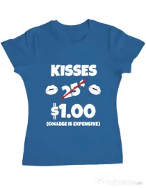 Tricou ADLER dama College is expensive Albastru azuriu