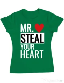 Tricou ADLER dama Mr. steal your heart Verde mediu
