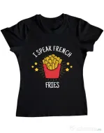 Tricou ADLER dama I speak french Negru