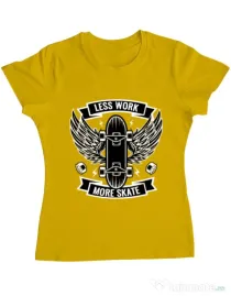 Tricou ADLER dama Less work more skate Galben
