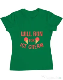 Tricou ADLER dama Running for ice cream Verde mediu
