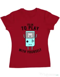 Tricou ADLER dama Playing with yourself Rosu