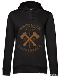 Hoodie dama cu gluga American lumberjack Negru