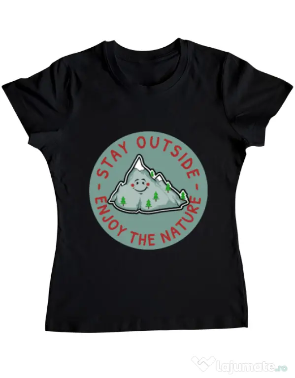 Tricou ADLER dama Stay outside Negru