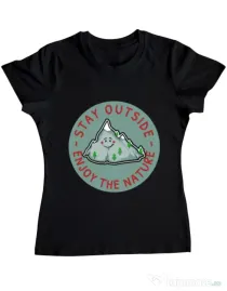 Tricou ADLER dama Stay outside Negru