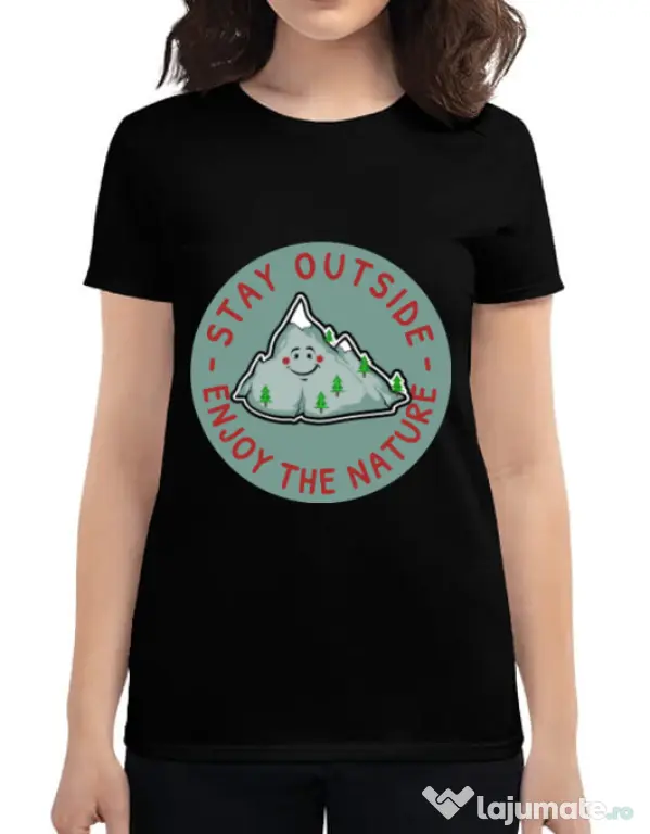 Tricou ADLER dama Stay outside Negru