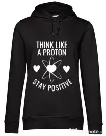 Hoodie dama cu gluga Stay positive Negru