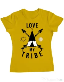 Tricou ADLER dama Love my tribe Galben