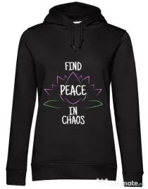 Hoodie dama cu gluga Find peace Negru