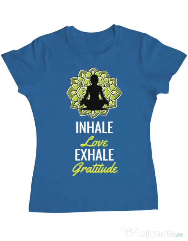 Tricou ADLER dama Inhale love Albastru azuriu