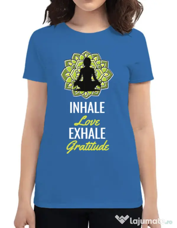 Tricou ADLER dama Inhale love Albastru azuriu